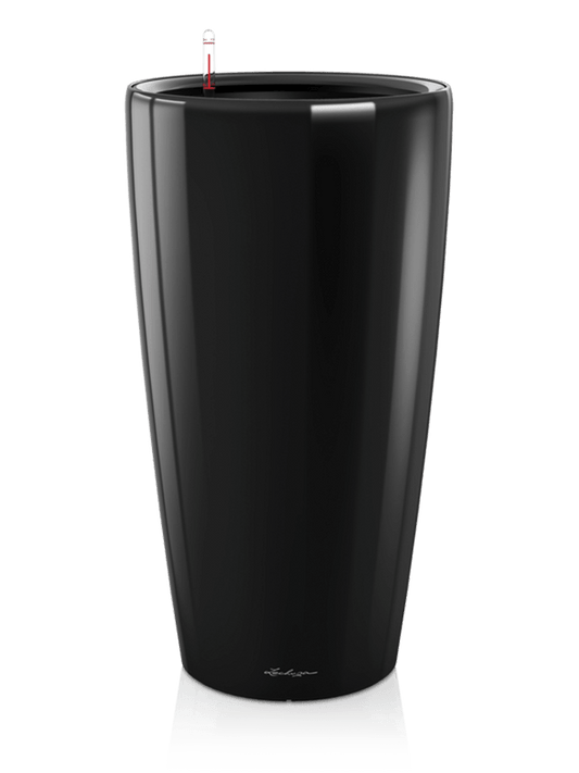 Lechuza Premium Rondo 32 Plant Pot 56cm Height 27cm Dia All Inclusive Set Black High Gloss