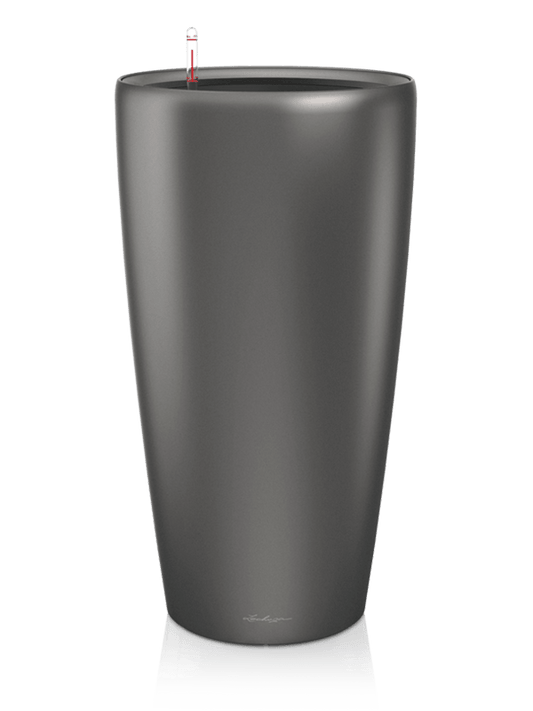 Lechuza Premium Rondo 40 Plant Pot 75cm Height 33cm Dia All Inclusive Set Anthracite Metallic