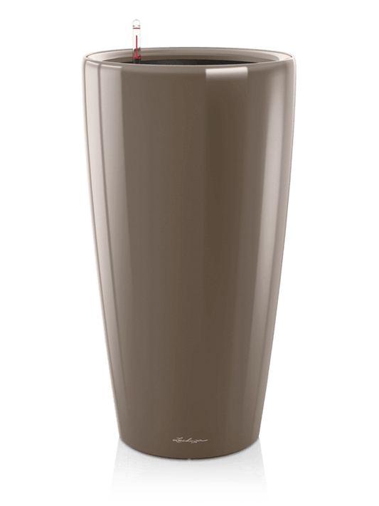 Lechuza Premium Rondo 40 Plant Pot 75cm Height 33cm Dia All Inclusive Set Taupe High Gloss