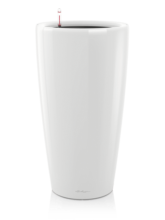 Lechuza Premium Rondo 40 Plant Pot 75cm Height 33cm Dia All Inclusive Set White High Gloss