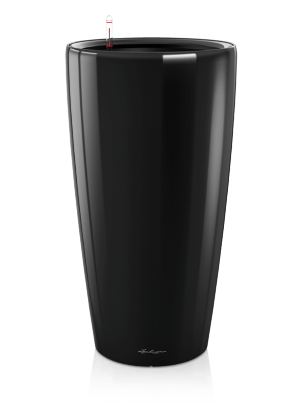 Lechuza Premium Rondo 40 Plant Pot 75cm Height 33cm Dia All Inclusive Set black High Gloss