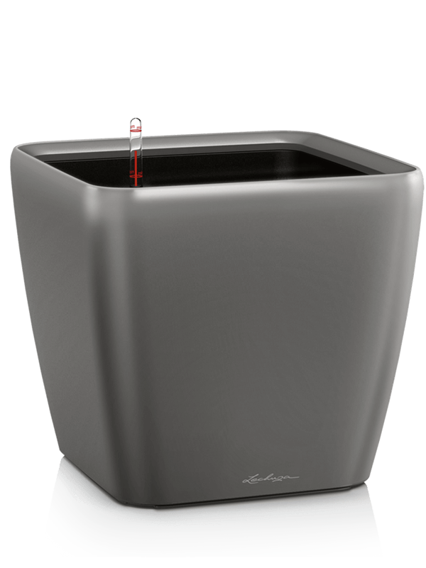 Lechuza Premium Quadro LS 21 Plant Pot 20cm Height 18cm Dia All Inclusive Set Anthracite