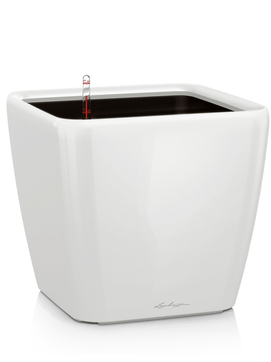 Lechuza Premium Quadro LS 28 Plant Pot 26cm Height 23cm Dia All Inclusive Set White