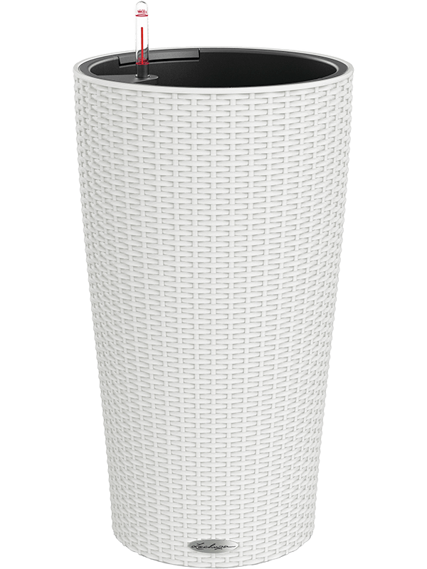 Lechuza Cilindro Cottage 23 Plant Pot 41cm Height 20cm Dia All Inclusive Set White