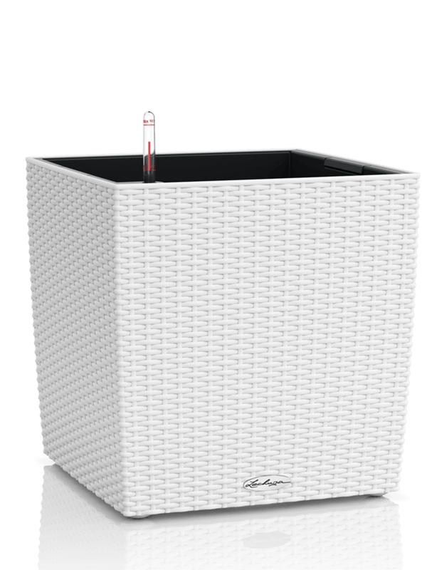 Lechuza Cube Cottage 30 Plant Pot 33cm Height 25cm Dia All Inclusive Set White