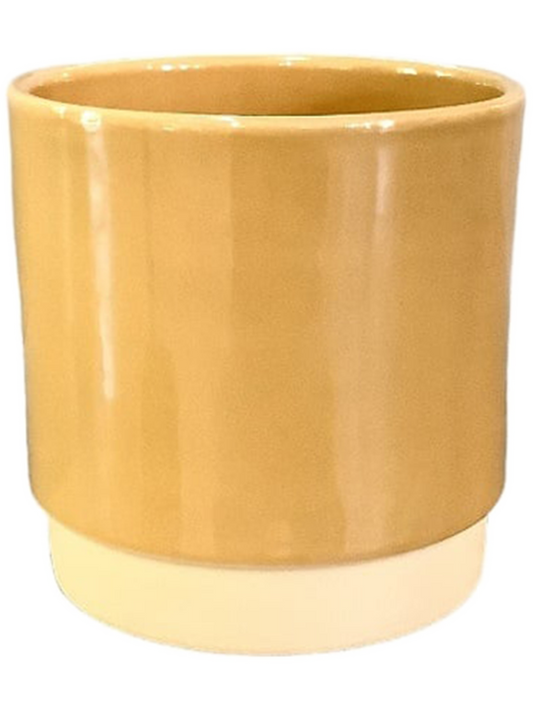 Eno Duo Plant Pot 16cm Height 15cm Dia Pot Shiny Dusty Ochre