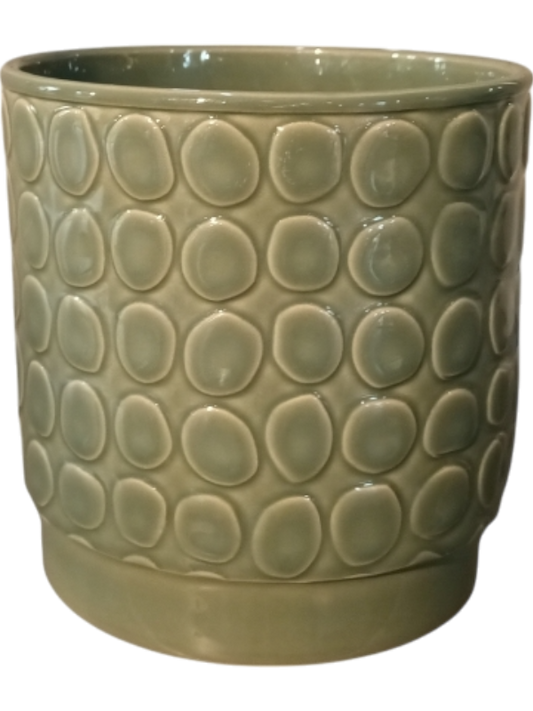 Eno Pebble Plant Pot 16cm Height 15cm Dia Pot Shiny Dusty Green