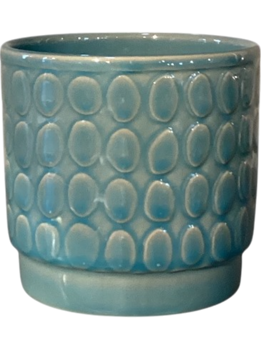Eno Pebble Plant Pot 11cm Height 9cm Dia Pot Shiny Bondi Blue