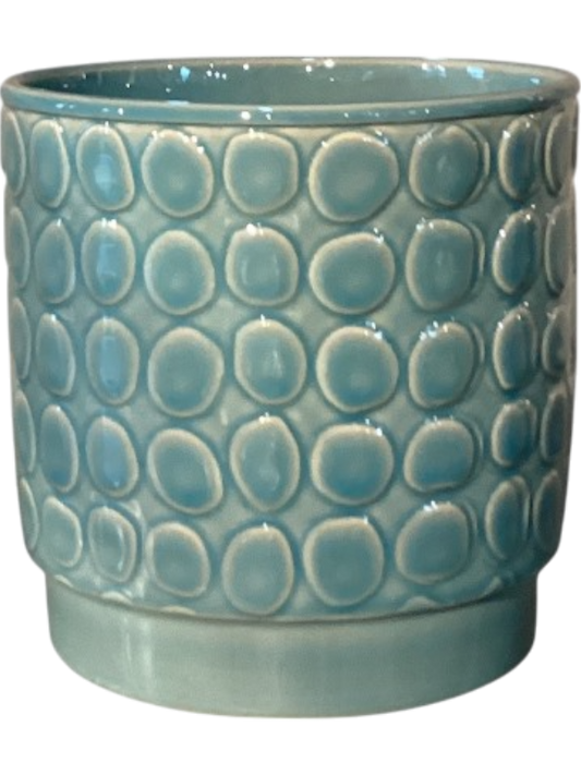 Eno Pebble Plant Pot 13cm Height 12cm Dia Pot Shiny Bondi Blue