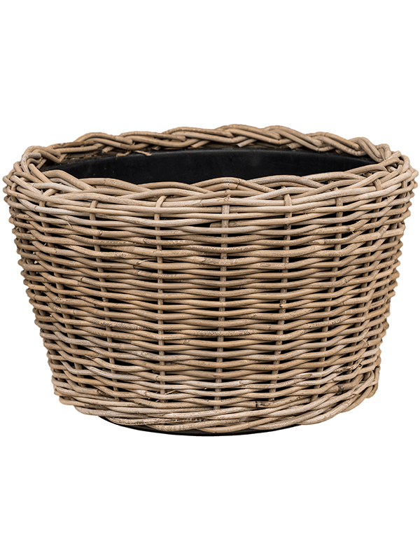 Drypot Rattan Plant Pot 34cm Height 45cm Dia Round grey