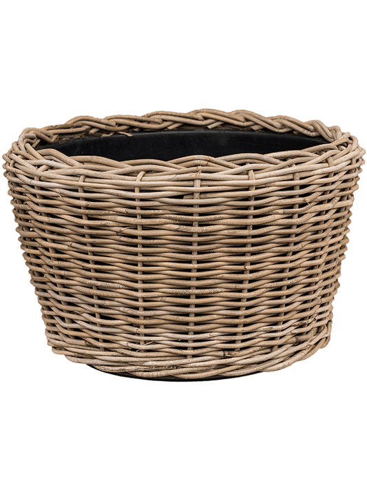 Drypot Rattan Plant Pot 34cm Height 45cm Dia Round grey