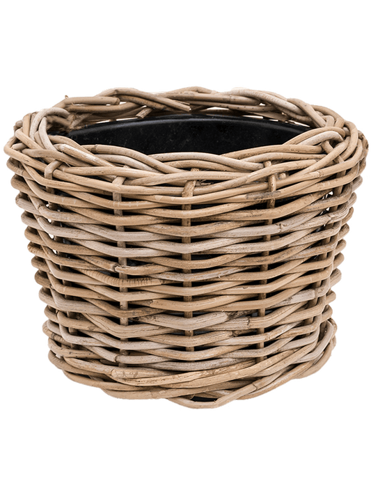 Drypot Rattan Plant Pot 20cm Height 19cm Dia Round grey