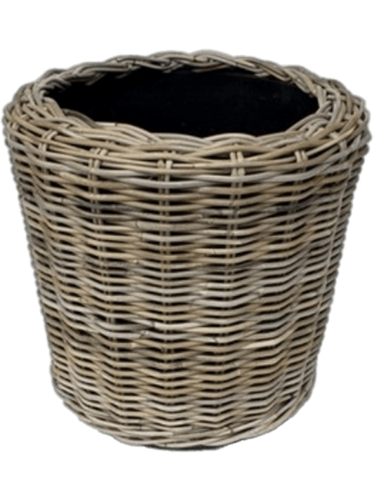 Drypot Rattan Plant Pot 30cm Height 27cm Dia Round Grey