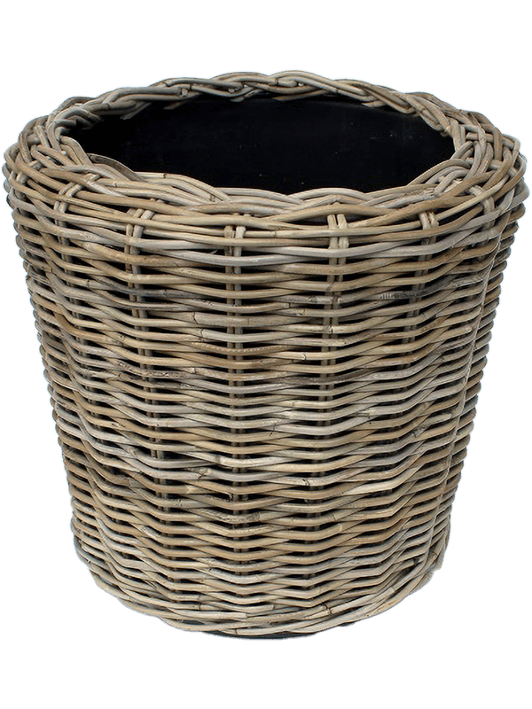 Drypot Rattan Plant Pot 36cm Height 32cm Dia Round grey
