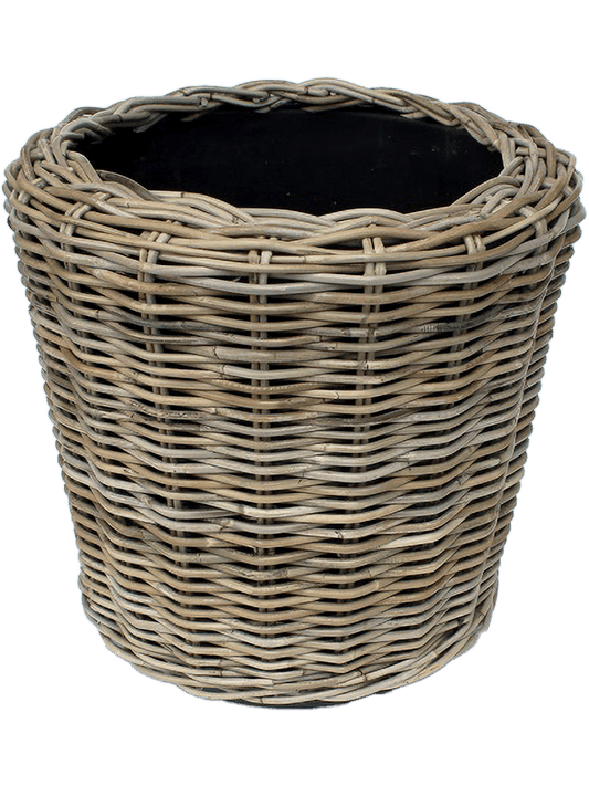 Drypot Rattan Plant Pot 44cm Height 34cm Dia Round grey