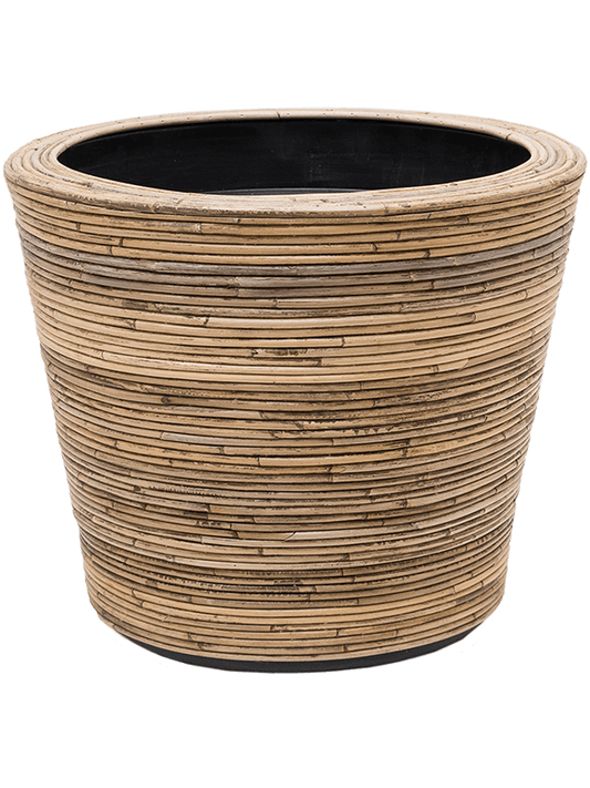 Drypot Rattan Stripe Plant Pot 44cm Height 43.5cm Dia Round grey