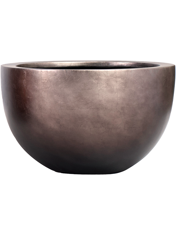 Baq Metallic Silver leaf Plant Pot 27cm Height 35cm Dia Bowl Matt Coffee
