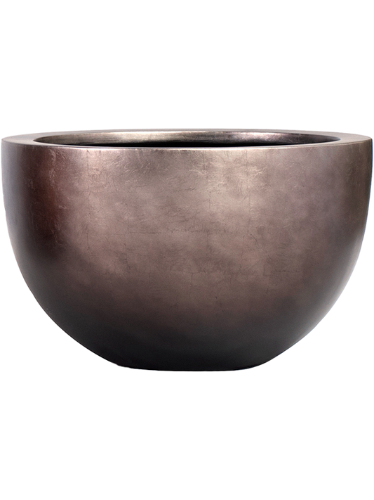 Baq Metallic Silver leaf Plant Pot 27cm Height 35cm Dia Bowl Matt Coffee
