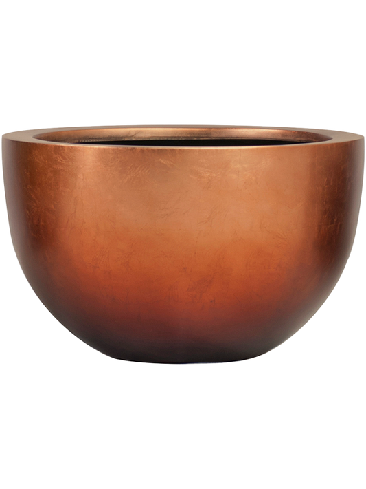 Baq Metallic Silver leaf Plant Pot 27cm Height 35cm Dia Bowl Matt Copper