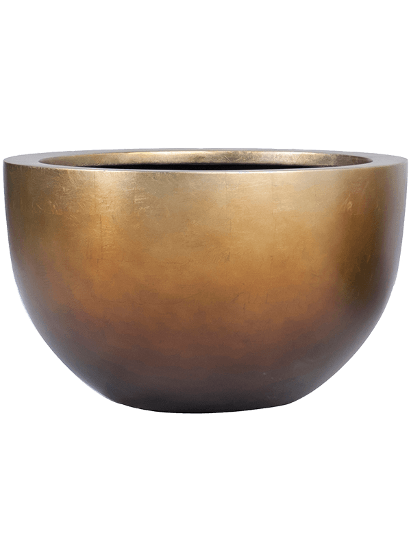 Baq Metallic Silver leaf Plant Pot 27cm Height 35cm Dia Bowl Matt Honey