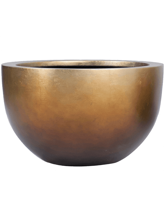 Baq Metallic Silver leaf Plant Pot 27cm Height 35cm Dia Bowl Matt Honey