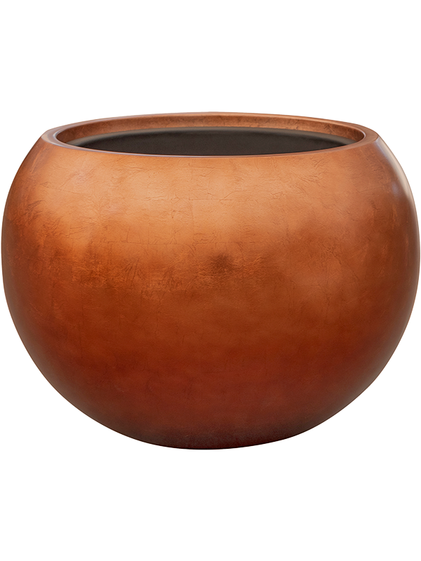 Baq Metallic Silver leaf Plant Pot 37cm Height 33cm Dia Globe Matt Copper (with liner)