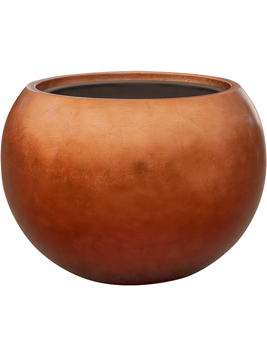 Baq Metallic Silver leaf Plant Pot 37cm Height 33cm Dia Globe Matt Copper (with liner)