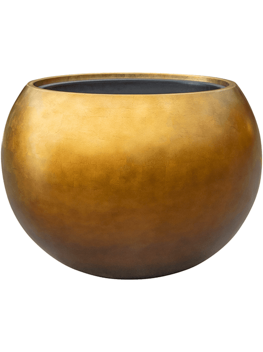 Baq Metallic Silver leaf Plant Pot 37cm Height 33cm Dia Globe Matt Honey (with liner)