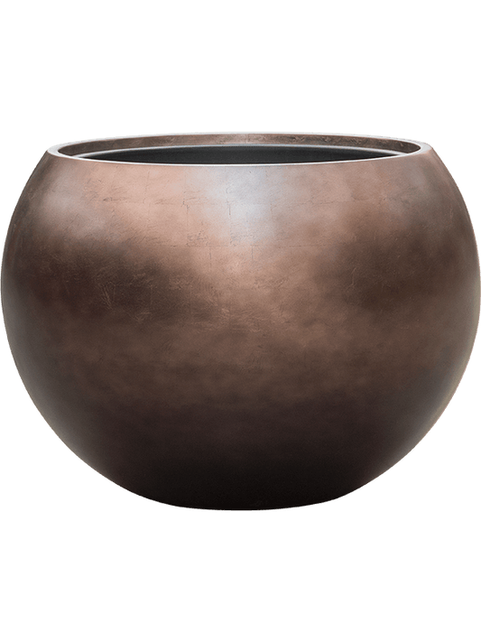 Baq Metallic Silver leaf Plant Pot 43cm Height 41cm Dia Globe Matt Coffee (with liner)