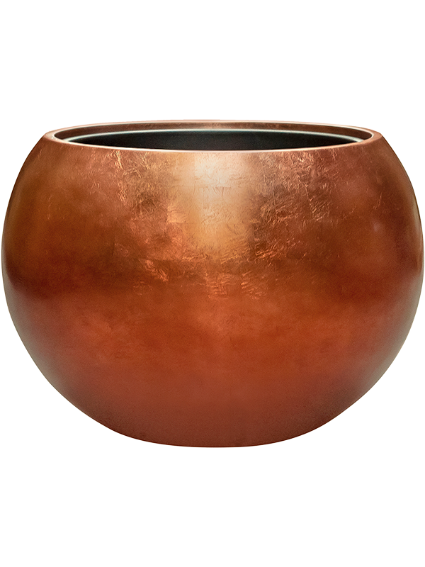 Baq Metallic Silver leaf Plant Pot 43cm Height 41cm Dia Globe Matt Copper (with liner)