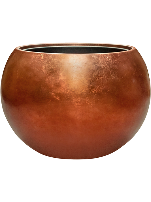 Baq Metallic Silver leaf Plant Pot 43cm Height 41cm Dia Globe Matt Copper (with liner)