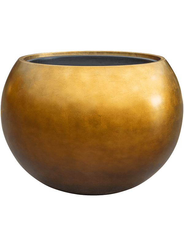 Baq Metallic Silver leaf Plant Pot 43cm Height 41cm Dia Globe Matt Honey (with liner)