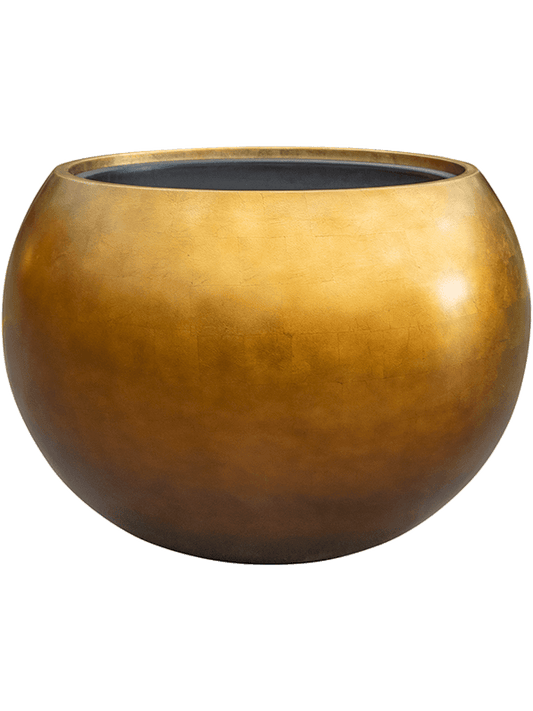 Baq Metallic Silver leaf Plant Pot 43cm Height 41cm Dia Globe Matt Honey (with liner)