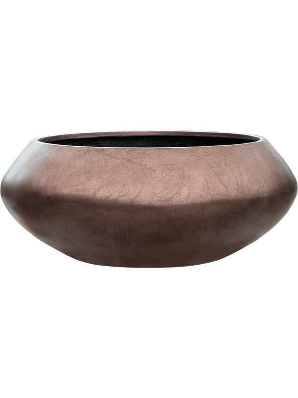 Baq Metallic Silver leaf Plant Pot 22cm Height 41cm Dia Bowl Ufo Matt Coffee
