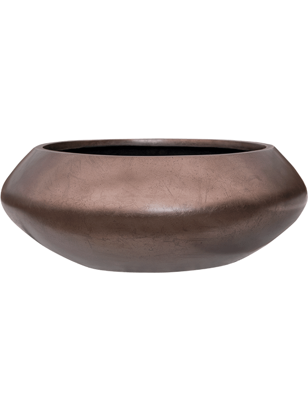 Baq Metallic Silver leaf Plant Pot 15cm Height 28cm Dia Bowl Ufo Matt Coffee