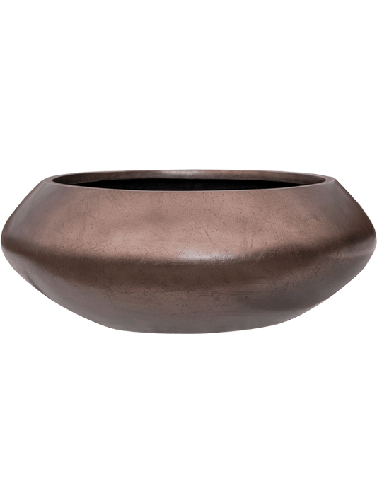 Baq Metallic Silver leaf Plant Pot 15cm Height 28cm Dia Bowl Ufo Matt Coffee