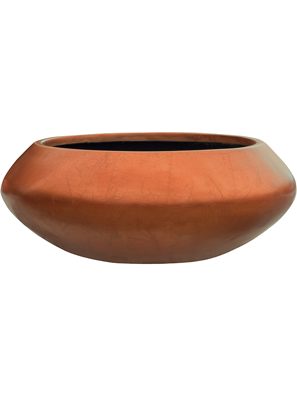 Baq Metallic Silver leaf Plant Pot 15cm Height 28cm Dia Bowl Ufo Matt Copper