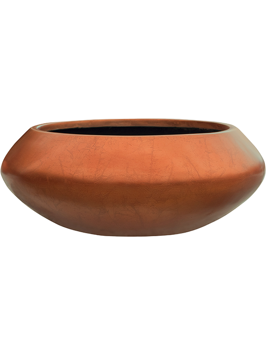 Baq Metallic Silver leaf Plant Pot 15cm Height 28cm Dia Bowl Ufo Matt Copper