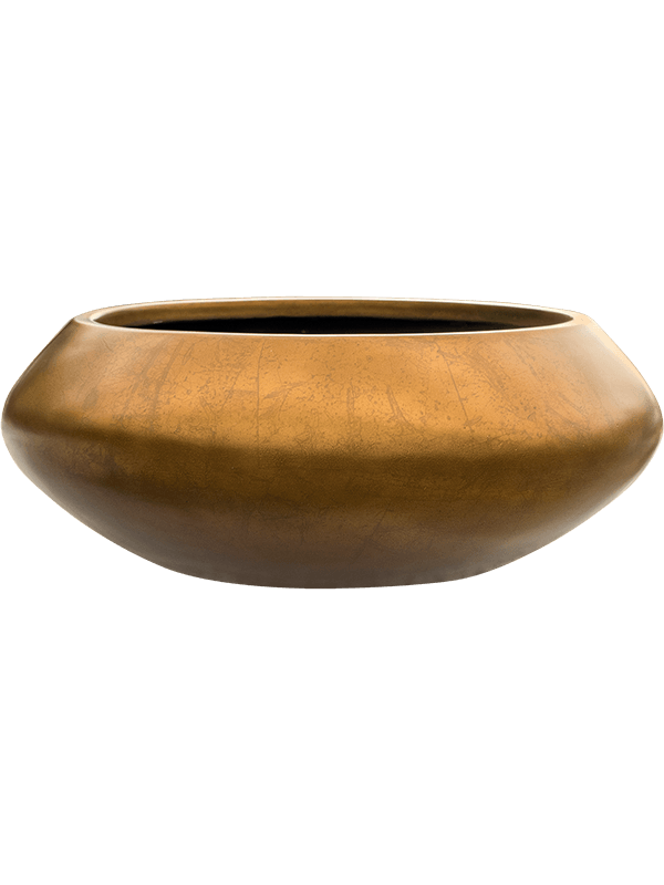 Baq Metallic Silver leaf Plant Pot 15cm Height 28cm Dia Bowl Ufo Matt Honey