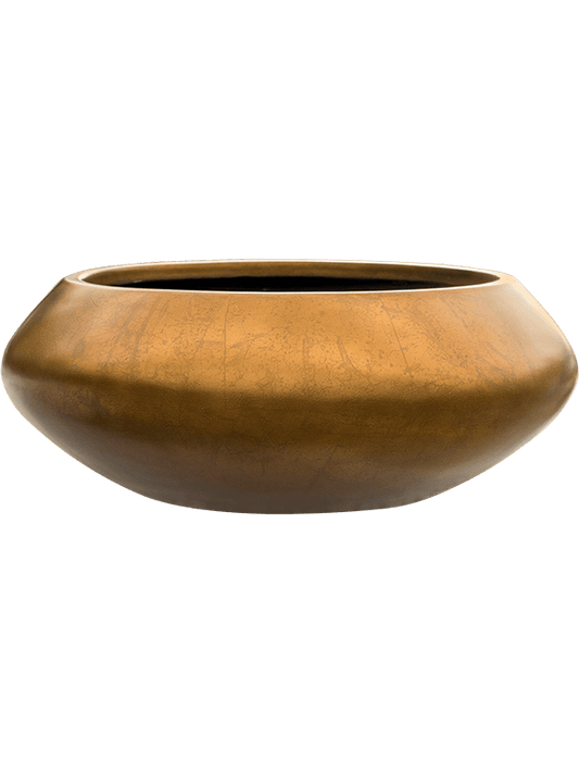 Baq Metallic Silver leaf Plant Pot 15cm Height 28cm Dia Bowl Ufo Matt Honey