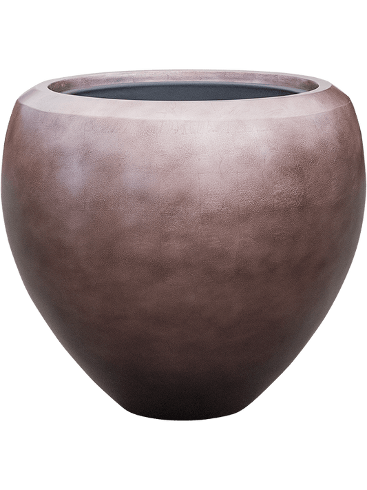 Baq Metallic Silver leaf Plant Pot 45cm Height 33cm Dia Couple Matt Coffee (with liner)