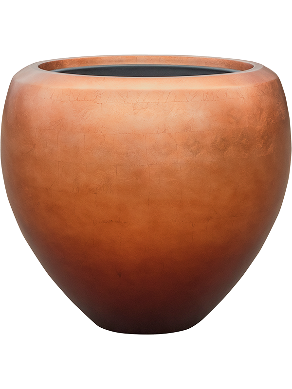 Baq Metallic Silver leaf Plant Pot 45cm Height 33cm Dia Couple Matt Copper (with liner)