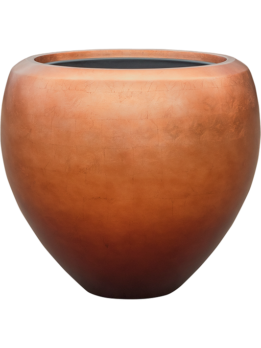 Baq Metallic Silver leaf Plant Pot 45cm Height 33cm Dia Couple Matt Copper (with liner)