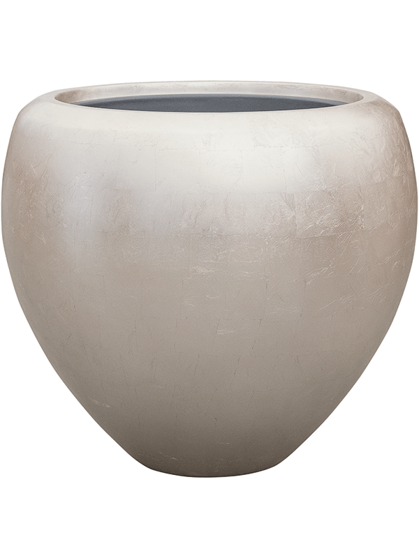 Baq Metallic Silver leaf Plant Pot 45cm Height 33cm Dia Couple Matt Light Champagne (with liner)