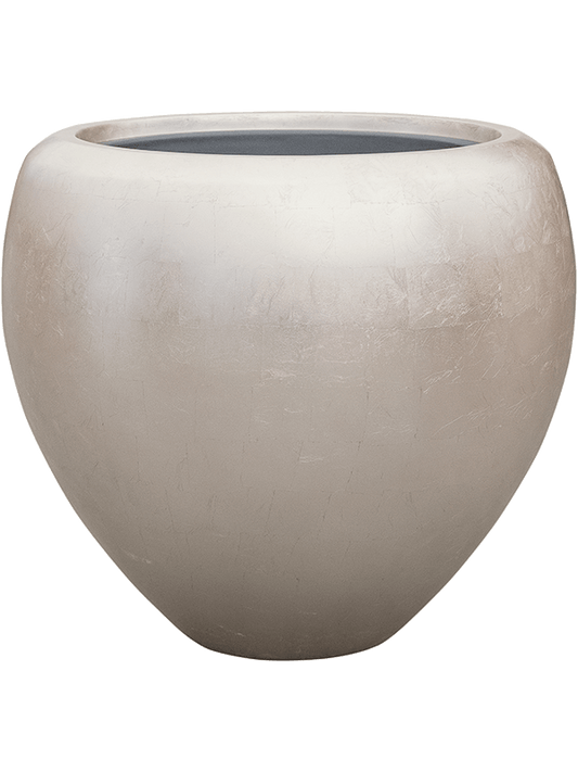 Baq Metallic Silver leaf Plant Pot 45cm Height 33cm Dia Couple Matt Light Champagne (with liner)