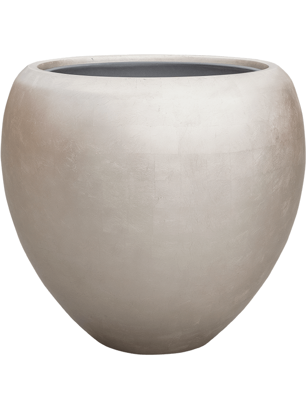 Baq Metallic Silver leaf Plant Pot 55cm Height 41cm Dia Couple Matt Light Champagne (with liner)