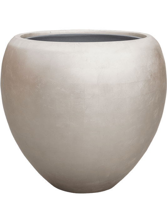 Baq Metallic Silver leaf Plant Pot 55cm Height 41cm Dia Couple Matt Light Champagne (with liner)