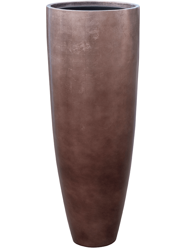 Baq Metallic Silver leaf Plant Pot 90cm Height 27cm Dia Partner Matt Coffee (with liner)