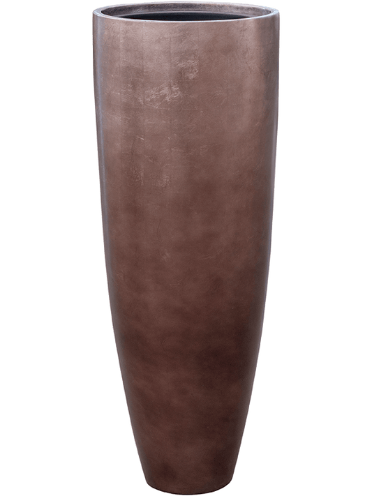Baq Metallic Silver leaf Plant Pot 90cm Height 27cm Dia Partner Matt Coffee (with liner)