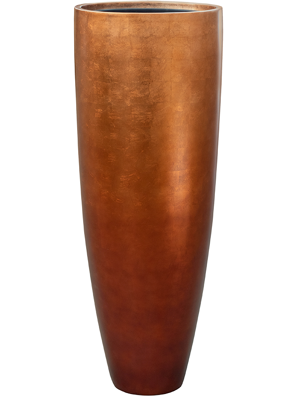 Baq Metallic Silver leaf Plant Pot 90cm Height 27cm Dia Partner Matt Copper (with liner)